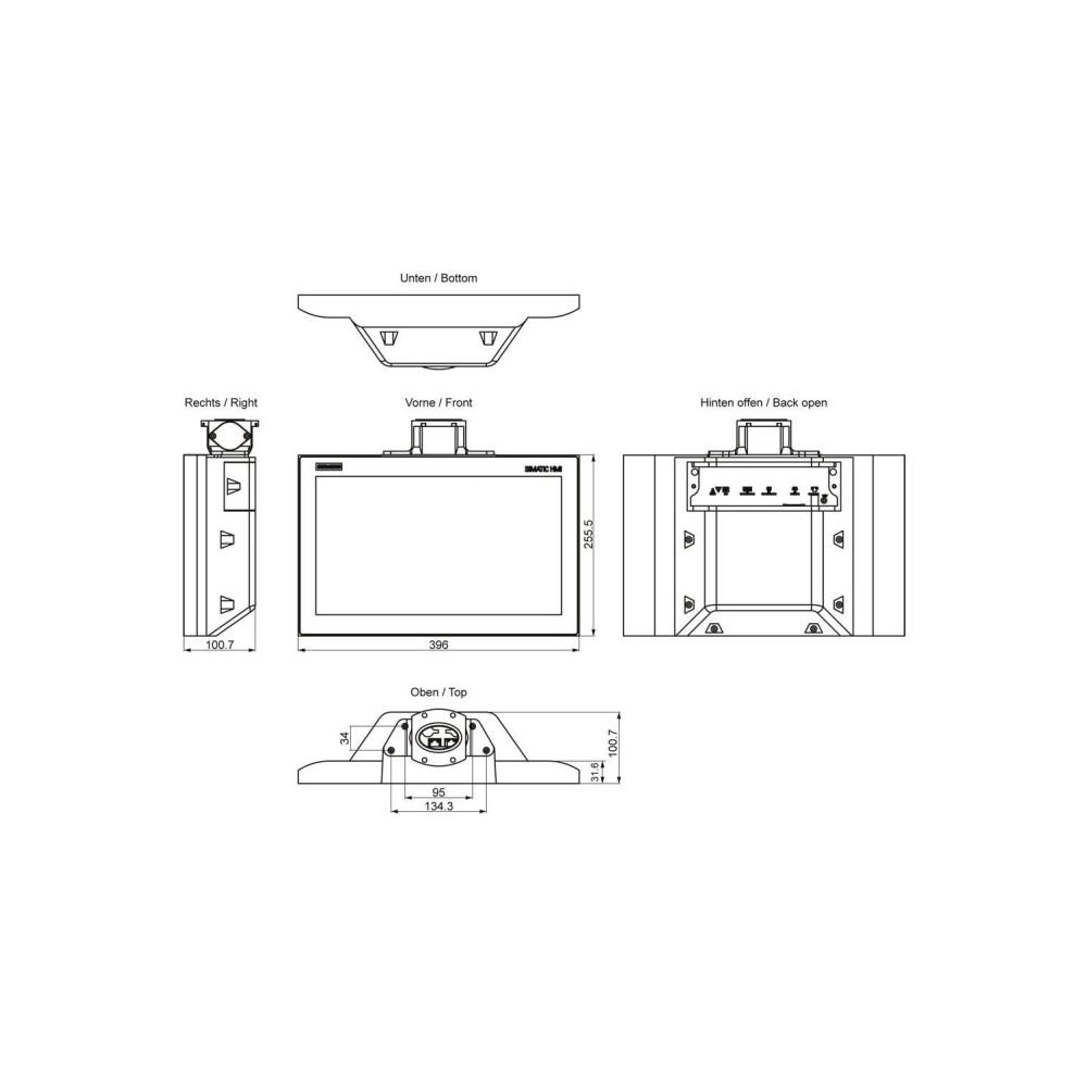 Siemens SIMATIC HMI TP1500 Comfort Panel 15,6 Zoll TFT 1366x768px IP65 396x22... SIEMENS-6AV21240QC240AX0 4047623408796 (Abb. 2)
