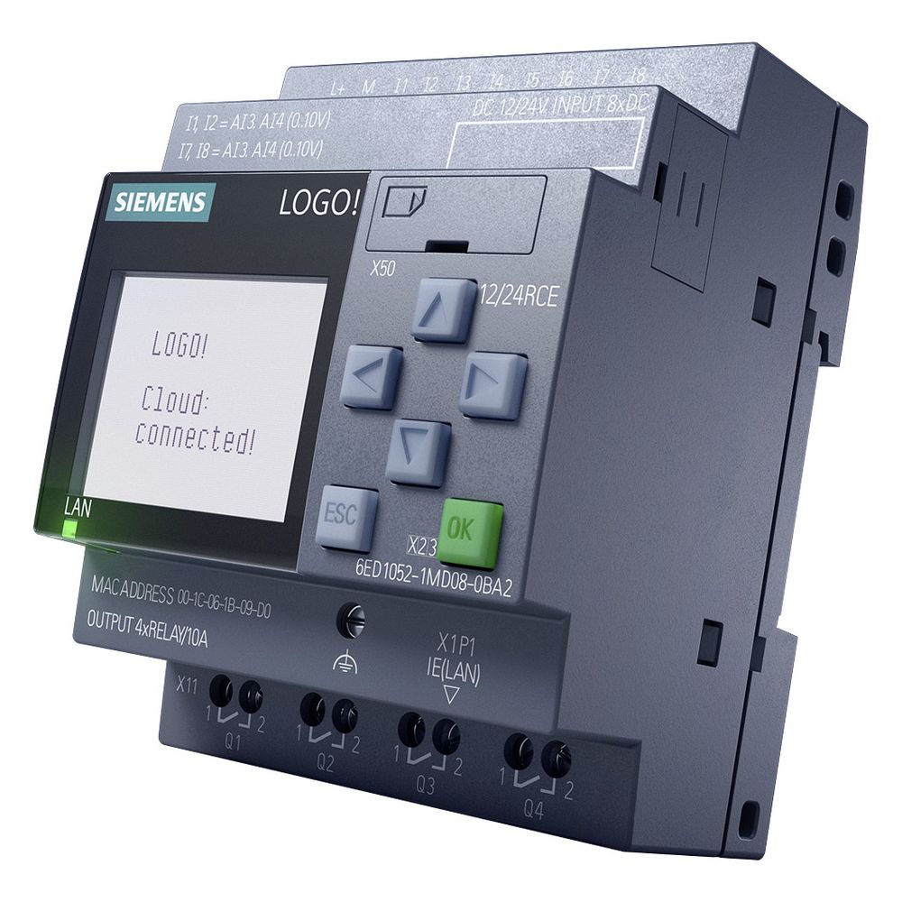 Siemens LOGO! 12/24RCE Logikmodul mit Display 8DE/4DA 10,8-28,8V DC 10A 90x71... SIEMENS-6ED10521MD080BA2 4034106034474 (Abb. 4)