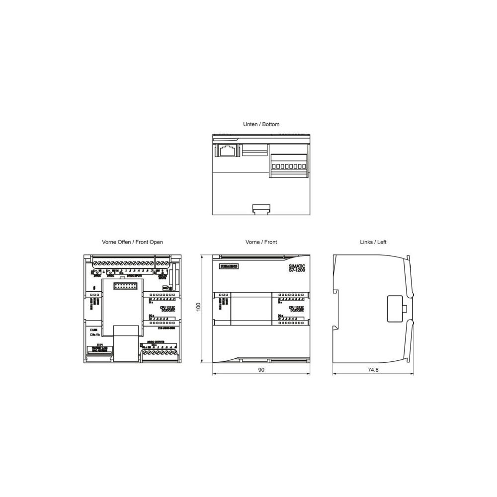 Siemens SIMATIC S7-1200 CPU 1212C Kompakt-CPU DC/DC/DC 20,4-28,8V 100x90x75mm... SIEMENS-6ES72121AE400XB0 4047623402701 (Abb. 2)
