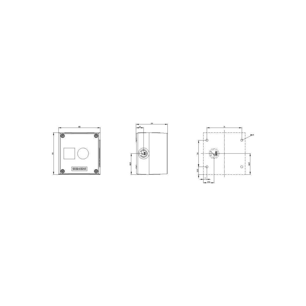 Siemens Aufbaugehäuse für Befehlsgeräte 1-fach 22,3mm Kunststoff Grau 85x85x6... SIEMENS-3SU18010AA000AB1 4011209968264 (Abb. 3)