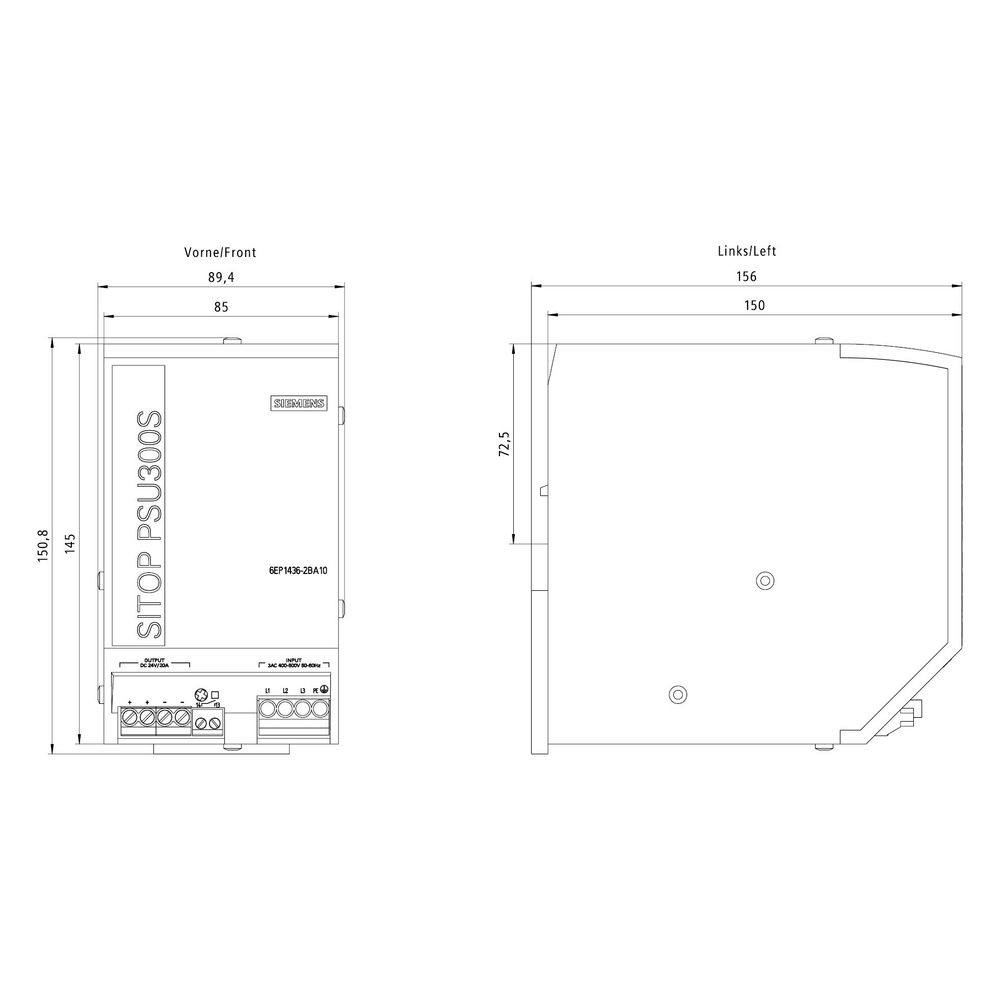 Siemens SITOP PSU300S Stromversorgung 24V 20A 480W 3-phasig Schraubanschluss IP20... SIEMENS-6EP14362BA10 4025515151388 (Abb. 9)