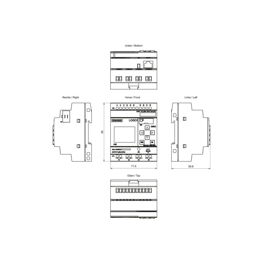 Siemens LOGO! 230RCE Logikmodul mit Display 8 digitale Eingänge 4 Relaisausgä... SIEMENS-6ED10521FB080BA2 4034106034436 (Abb. 2)