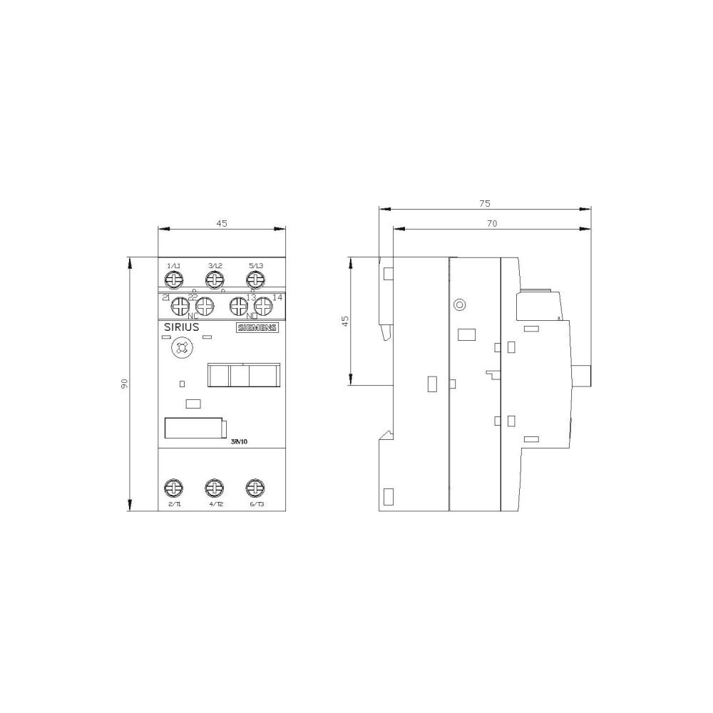 Siemens Motorschutzschalter 3RV1011-0GA15 0,45-0,63A mit Hilfsschalter Schraubans... SIEMENS-3RV10110GA15 4011209381735 (Abb. 2)