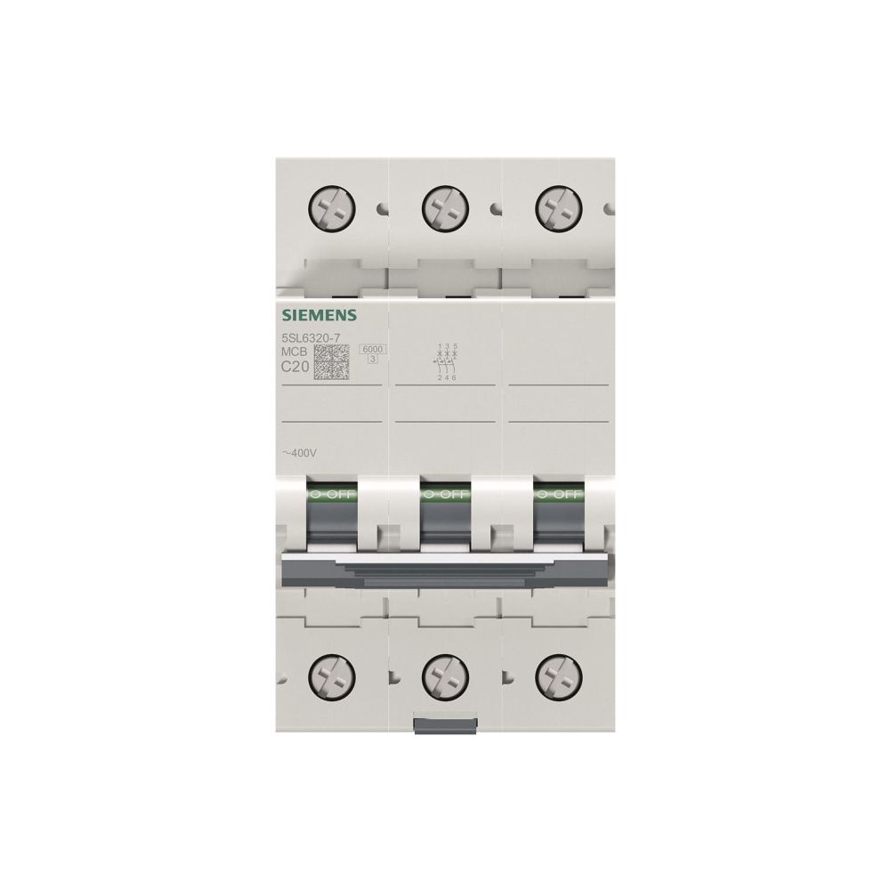 Siemens Leitungsschutzschalter 5SL6320-7, 3-polig, C20A, 6kA, 400V, 3 TE... SIEMENS-5SL63207 4001869388779 (Abb. 3)