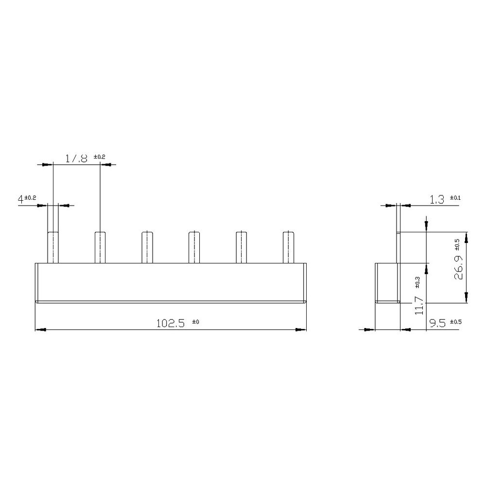 Siemens Stiftsammelschiene 3-phasig 10mm2 102mm 6 TE für 2 Geräte 5ST3613... SIEMENS-5ST3613 4001869318301 (Abb. 2)