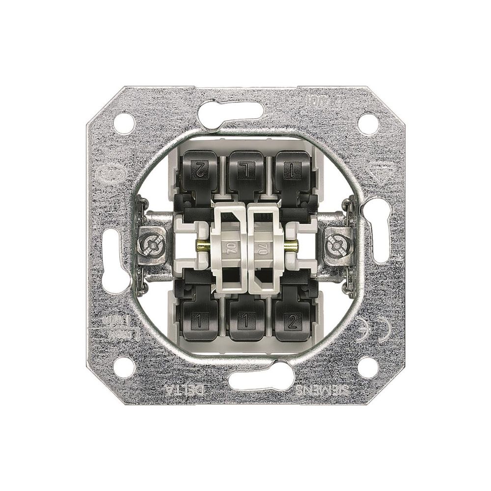 Siemens DELTA Doppel-Wechselschalter Basiselement Unterputz 10A 250V 70x70x32mm 5TA211... SIEMENS-5TA2118 4001869038032 (Abb. 2)