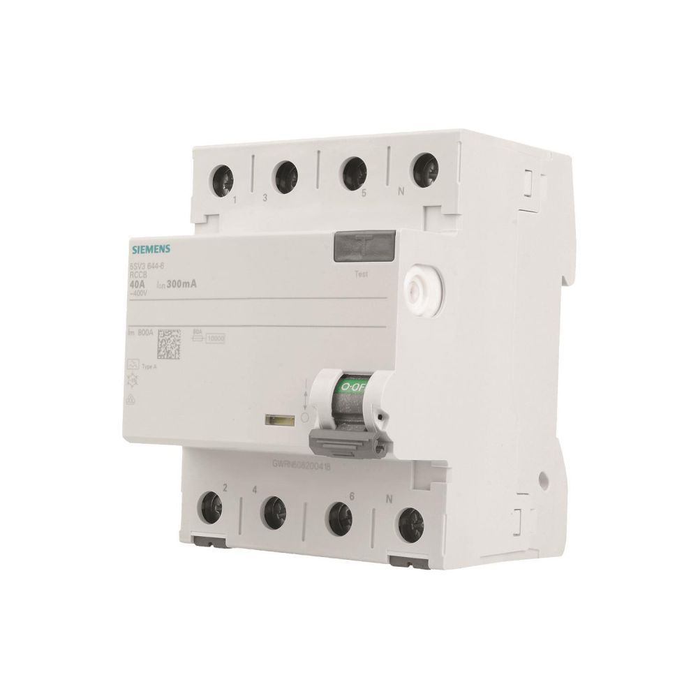 Siemens FI-Schutzschalter 5SV3 4-polig 40A 300mA Typ A 4TE 400V... SIEMENS-5SV3644-6 4001869427850 (Abb. 6)
