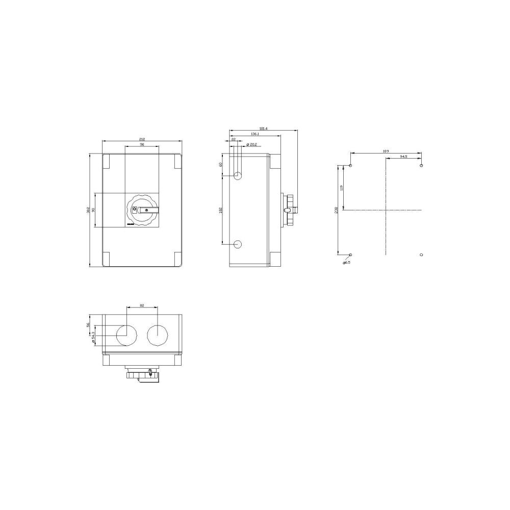 Siemens Hauptschalter 3-polig 100A 37kW IP65 mit Hilfskontakt 1S+1Ö kurzer Drehgr... SIEMENS-3LD27661GP51 4011209524385 (Abb. 2)