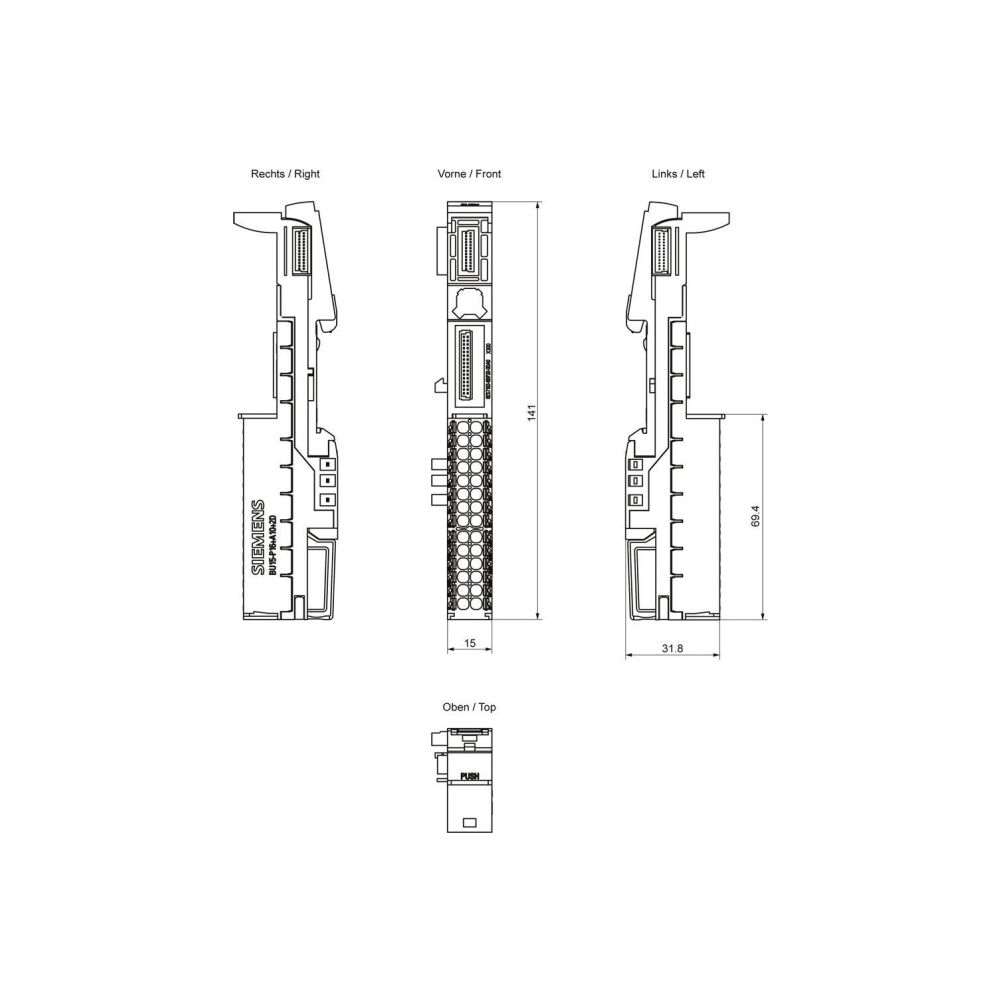 Siemens SIMATIC ET 200SP Baseunit BU15-P16+A10+2D BU-Typ A0 Push-In 15x141x35... SIEMENS-6ES71936BP200DA0 4025515080879 (Abb. 2)
