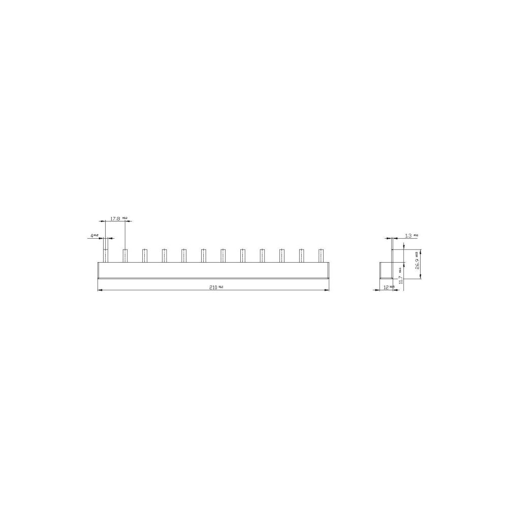 Siemens Stiftsammelschiene 10mm2 4-phasig 12TE 210mm berührungssicher 5ST3622... SIEMENS-5ST3622 4001869318387 (Abb. 2)