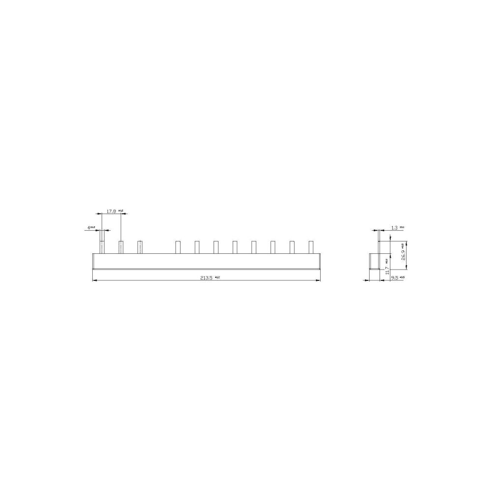 Siemens Stiftsammelschiene 10mm2 3-phasig/N+8xPhase 210mm 12TE 5ST3624... SIEMENS-5ST3624 4001869318400 (Abb. 2)