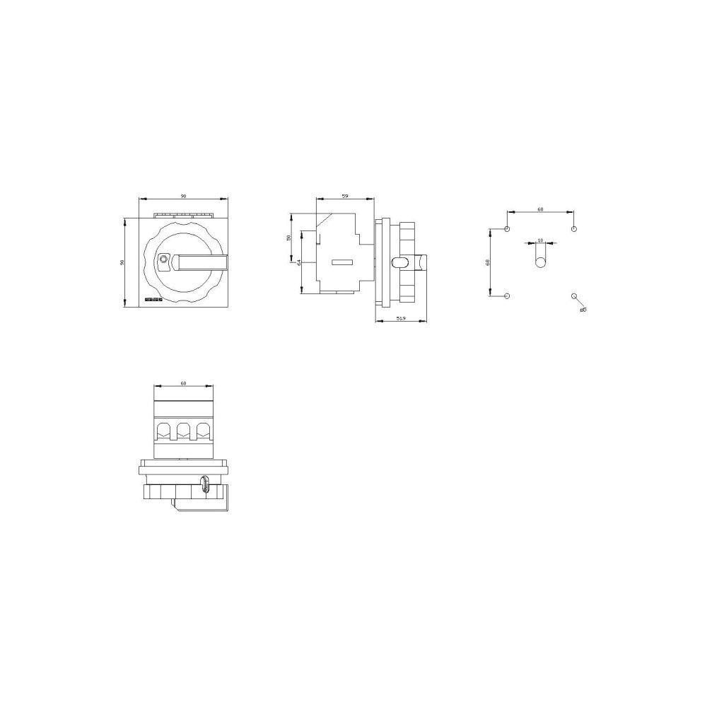 Siemens 3LD25040TK53 Not-Ausschalter 3-polig 63A 22kW IP65 Frontbefestigung 4-Loc... SIEMENS-3LD25040TK53 4011209403338 (Abb. 2)