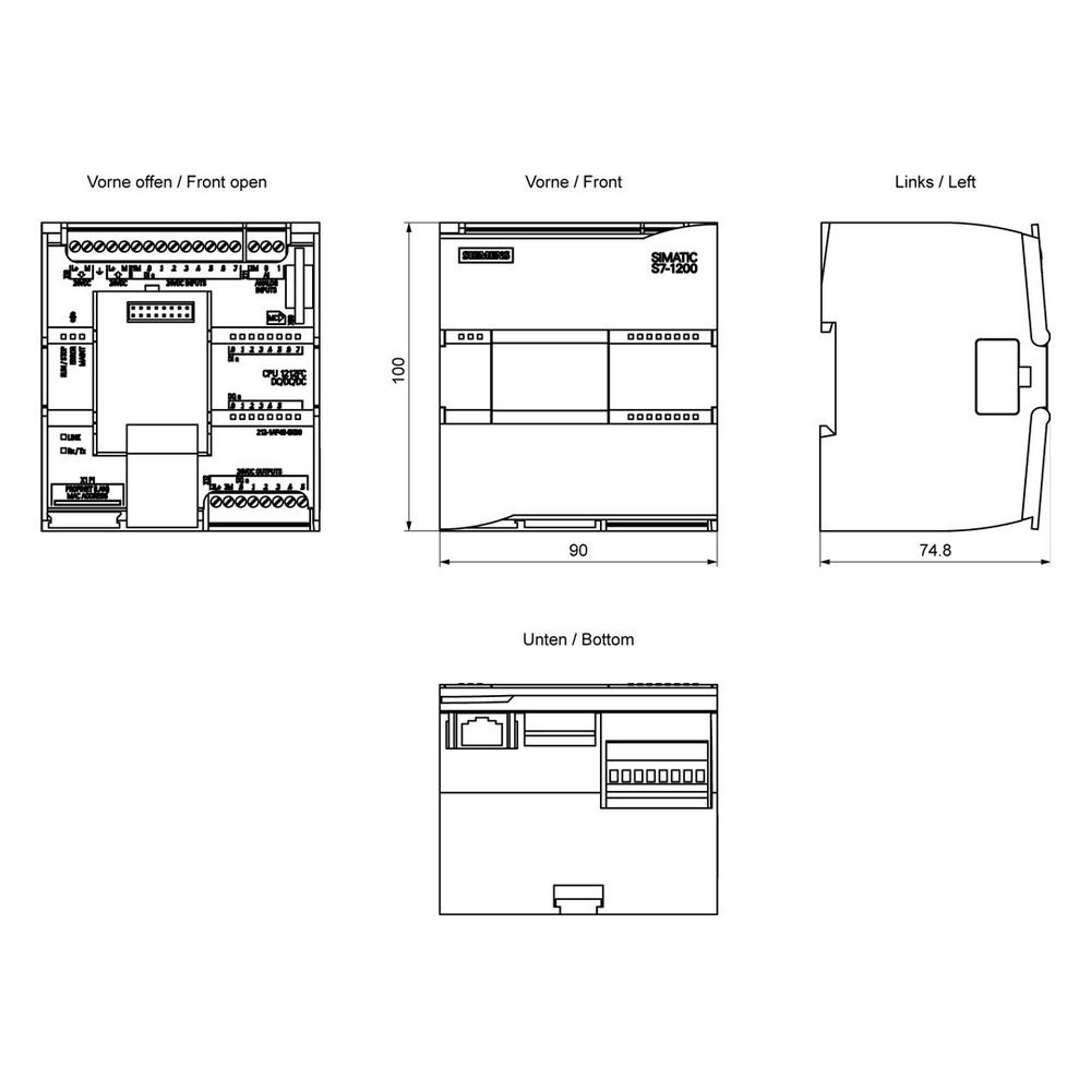 Siemens SIMATIC S7-1200F CPU 1212 FC Kompakt-CPU 8 DI 6 DO 2 AI 150kB 20,4V D... SIEMENS-6ES72121AF400XB0 4047623406846 (Abb. 2)