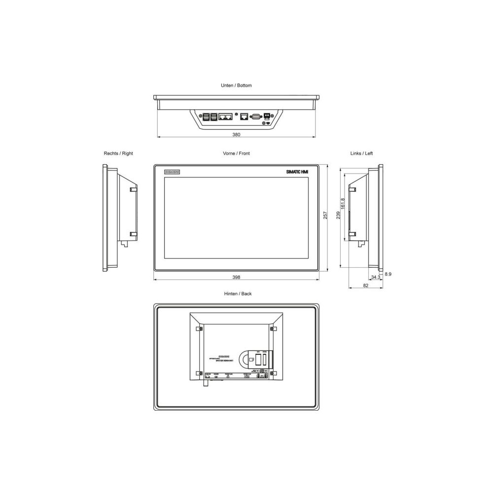 Siemens SIMATIC HMI MTP1500 Unified Comfort Panel 15,6" TFT Touch IP65 398x25... SIEMENS-6AV21283QB060AX1 4047618128012 (Abb. 3)