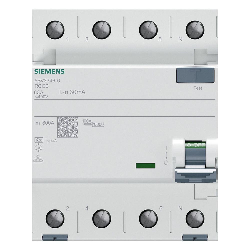 Siemens FI-Schutzschalter 5SV3346-6 Typ A 63A 30mA 4-polig 4TE 400V... SIEMENS-5SV33466 4001869427782 (Abb. 12)