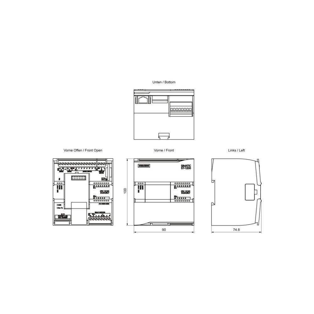 Siemens SIMATIC S7-1200 CPU 1212C Kompakt-CPU DC/DC/Relais 8 DI 6 DO 2 AI 6ES... SIEMENS-6ES72121HE400XB0 4047623402718 (Abb. 2)