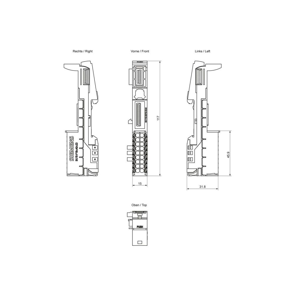Siemens SIMATIC ET 200SP BaseUnit BU15-P16+A0+2D 15x117x35mm 6ES71936BP000DA0... SIEMENS-6ES71936BP000DA0 4025515080855 (Abb. 2)