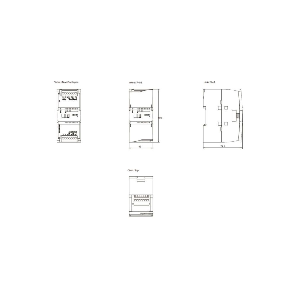 Siemens SM1231 SIMATIC S7-1200 Analogeingabemodul 4AI 12 Bit 100x45x75mm 6ES7... SIEMENS-6ES72314HD320XB0 6940408102033 (Abb. 2)
