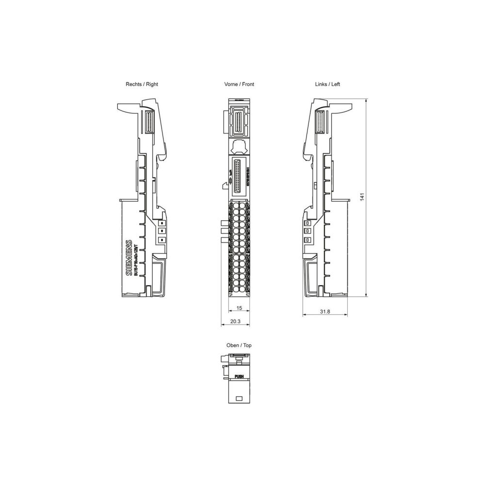 Siemens SIMATIC ET 200SP Baseunit BU15-P16+A0+12B/T mit Temperaturerfassung 1... SIEMENS-6ES71936BP400BA1 4025515080909 (Abb. 2)