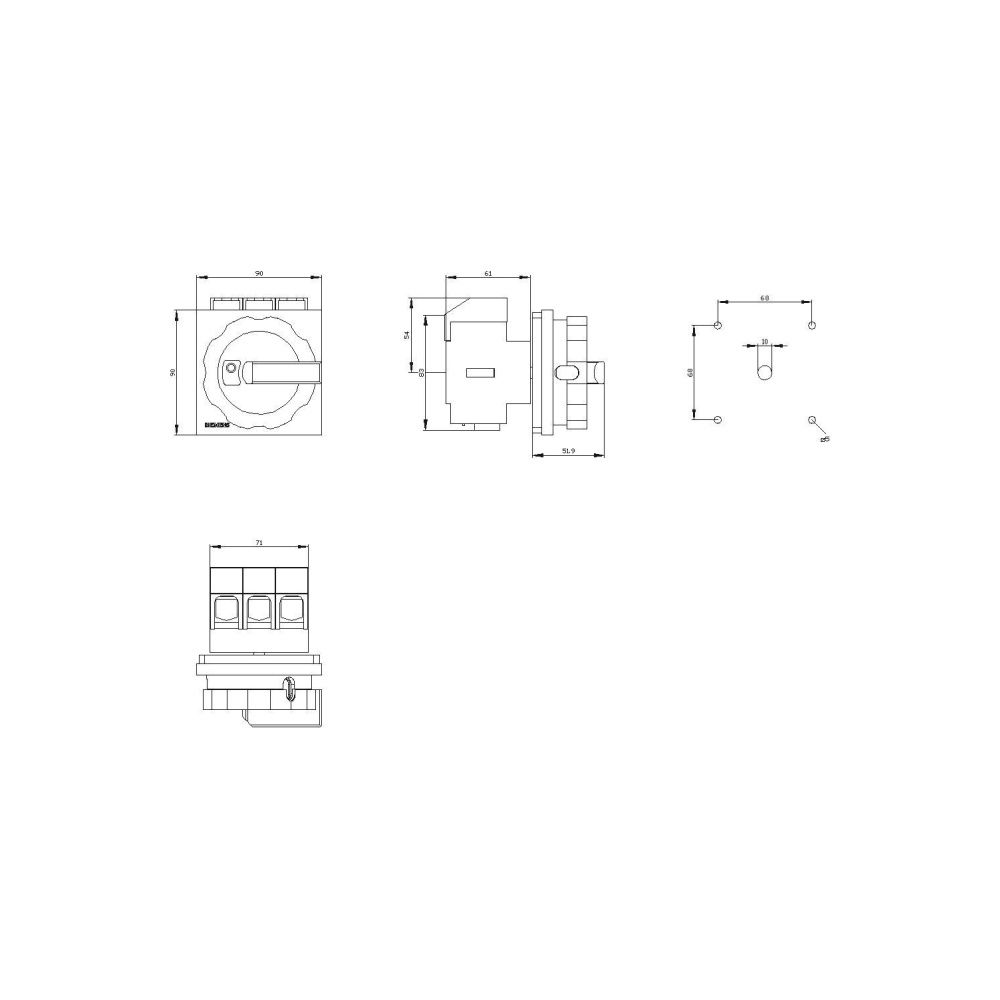 Siemens Not-Ausschalter 3LD27040TK53 3-polig 100A 37kW IP65 kurzer Drehgriff rot ... SIEMENS-3LD27040TK53 4011209403611 (Abb. 2)
