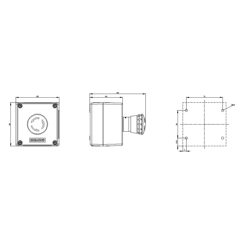 Siemens Gehäuse für Befehlsgeräte 1 Befehlsstelle Kunststoff Gelb IP67/IP69K ... SIEMENS-3SU18010NA002AA2 4011209968349 (Abb. 6)