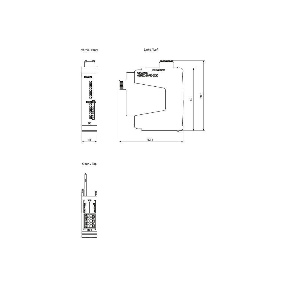 Siemens SIMATIC SB 1222 Signalboard 8 digitale Ausgänge 24V DC 100 kHz 15x62x... SIEMENS-6ES72225BF500XB0 4047623417194 (Abb. 2)