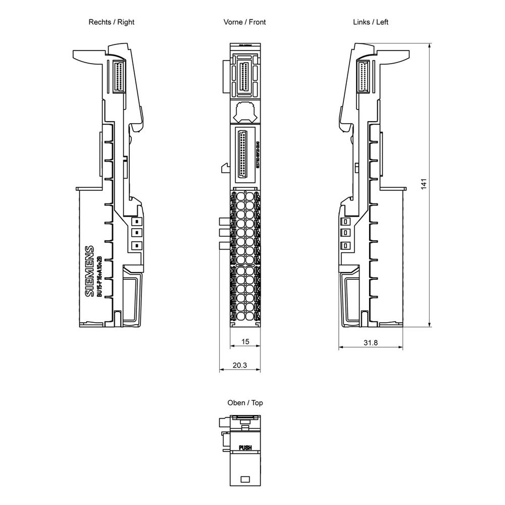 Siemens SIMATIC ET 200SP Baseunit BU15-P16+A10+2B 15x141mm 6ES71936BP200BA0... SIEMENS-6ES71936BP200BA0 4025515080862 (Abb. 5)