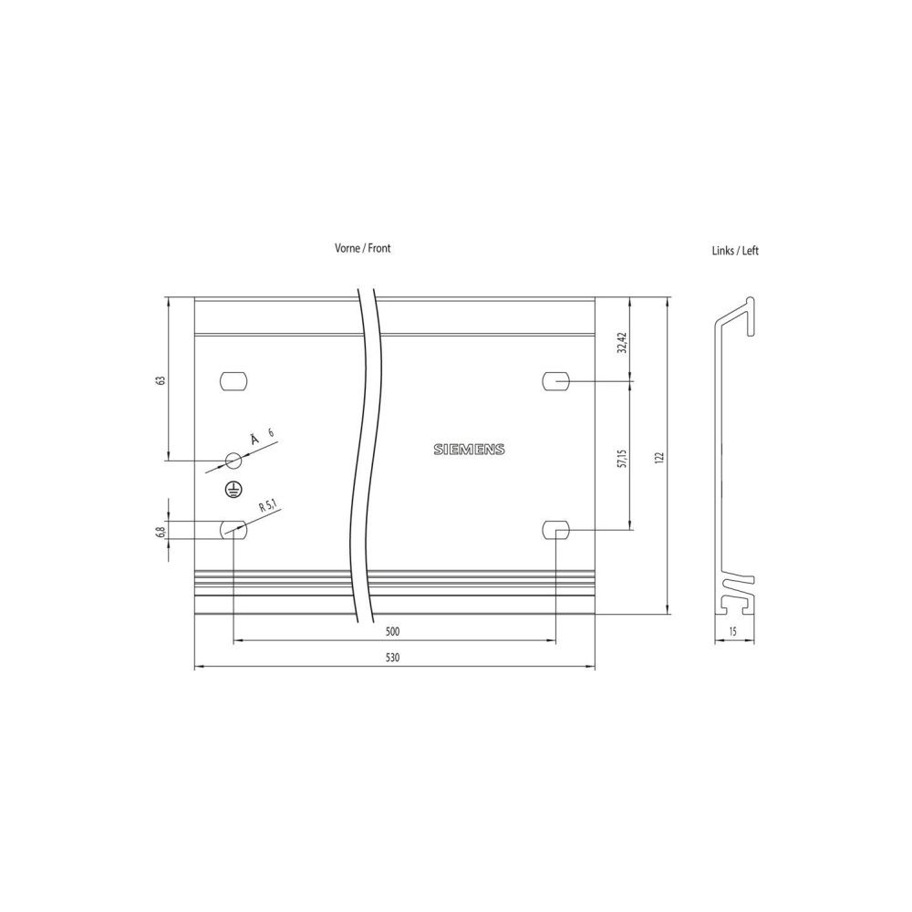 Siemens SIMATIC S7-300 Profilschiene Aluminium 530x122x2,5mm 6ES73901AF300AA0... SIEMENS-6ES73901AF300AA0 4025515061892 (Abb. 4)