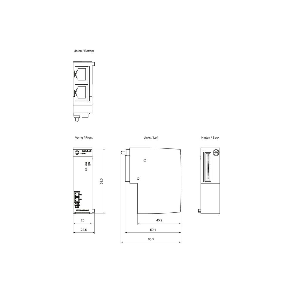 Siemens Busadapter BA 2xRJ45 für SIMATIC ET 200SP mit 2 RJ45 Buchsen 6ES71936... SIEMENS-6ES71936AR000AA0 4025515080930 (Abb. 4)