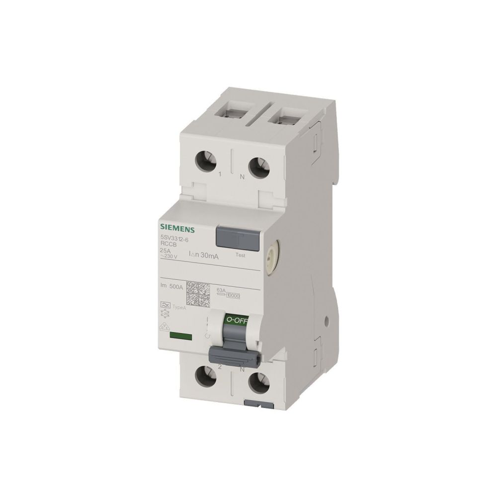 Siemens FI-Schutzschalter 5SV3 25A 30mA Typ A 2-polig 230V 2TE 5SV3312-6... SIEMENS-5SV33126 4001869429632 (Abb. 2)