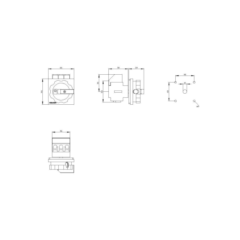 Siemens Not-Ausschalter 3LD21030TK53 3-polig 25A 10kW IP65 Frontbefestigung 4-Loc... SIEMENS-3LD21030TK53 4011209402898 (Abb. 2)