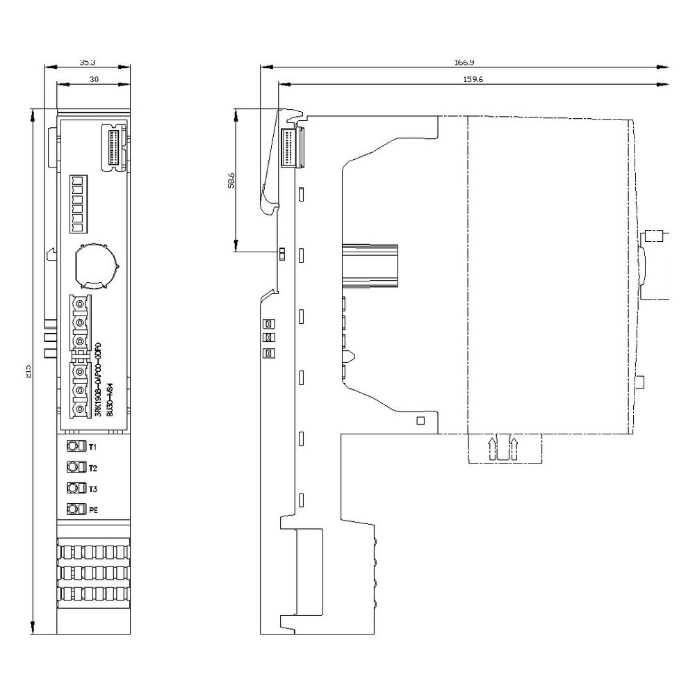 Siemens Base-Unit BU30-MS4 für ET 200SP Motorstarter 32A IP20 215x30x75mm 3RK... SIEMENS-3RK19080AP000DP0 4047621021348 (Abb. 3)