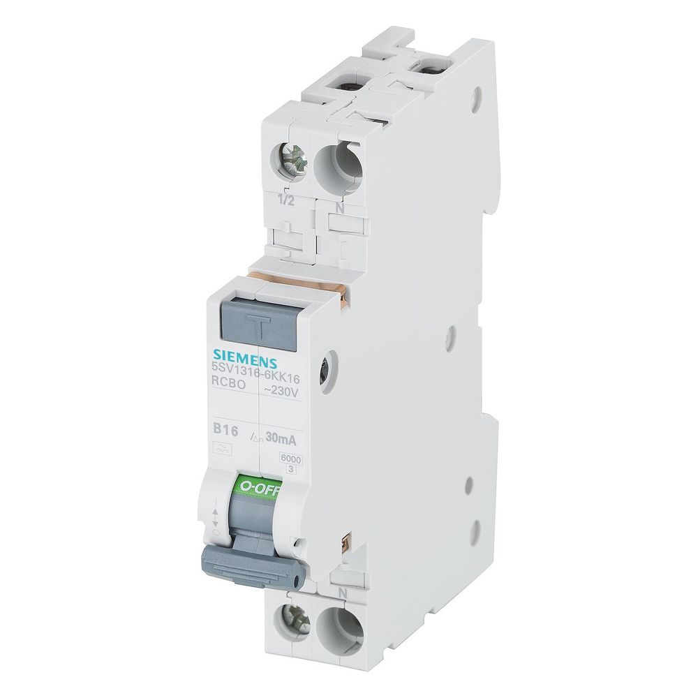 Siemens FI/LS-Schalter 5SU1 2-polig C16A 30mA 6kA Typ A 230V 2TE 5SU1356-7KK16... SIEMENS-5SU13567KK16 4001869306827 (Abb. 2)