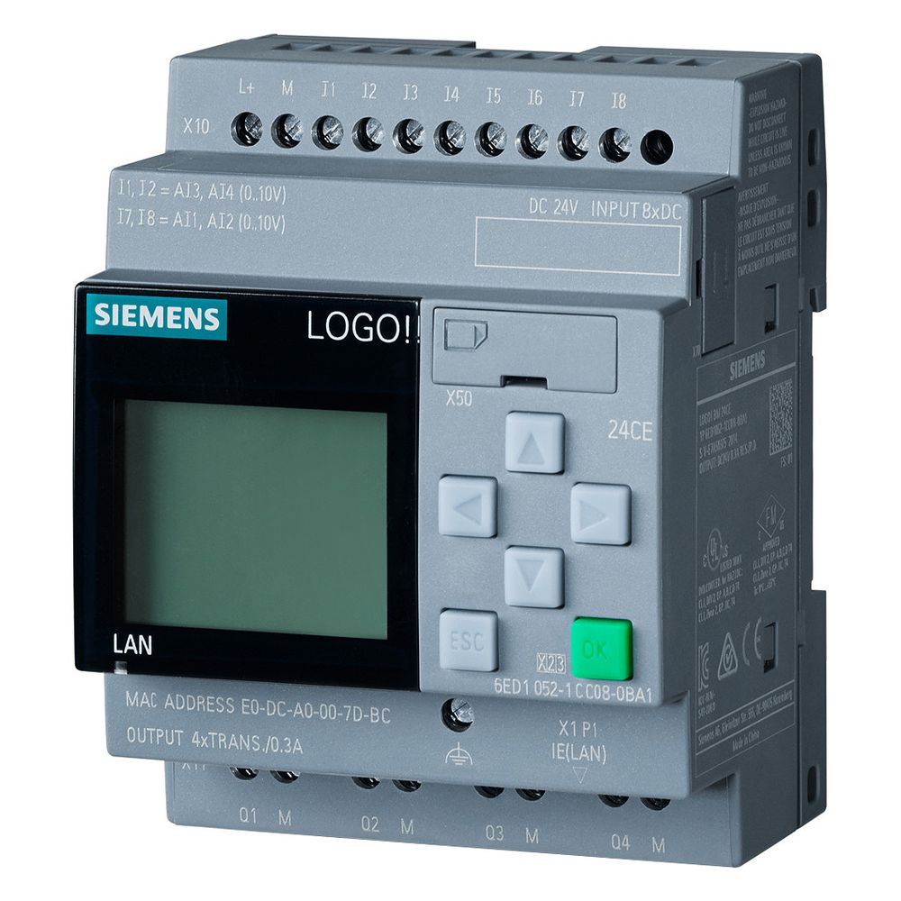 Siemens LOGO! 24 CE Logikmodul mit Display 8DE 4AE 4DA 24V DC 90x71,5x60mm 6E... SIEMENS-6ED10521CC080BA2 4034106034498 (Abb. 5)