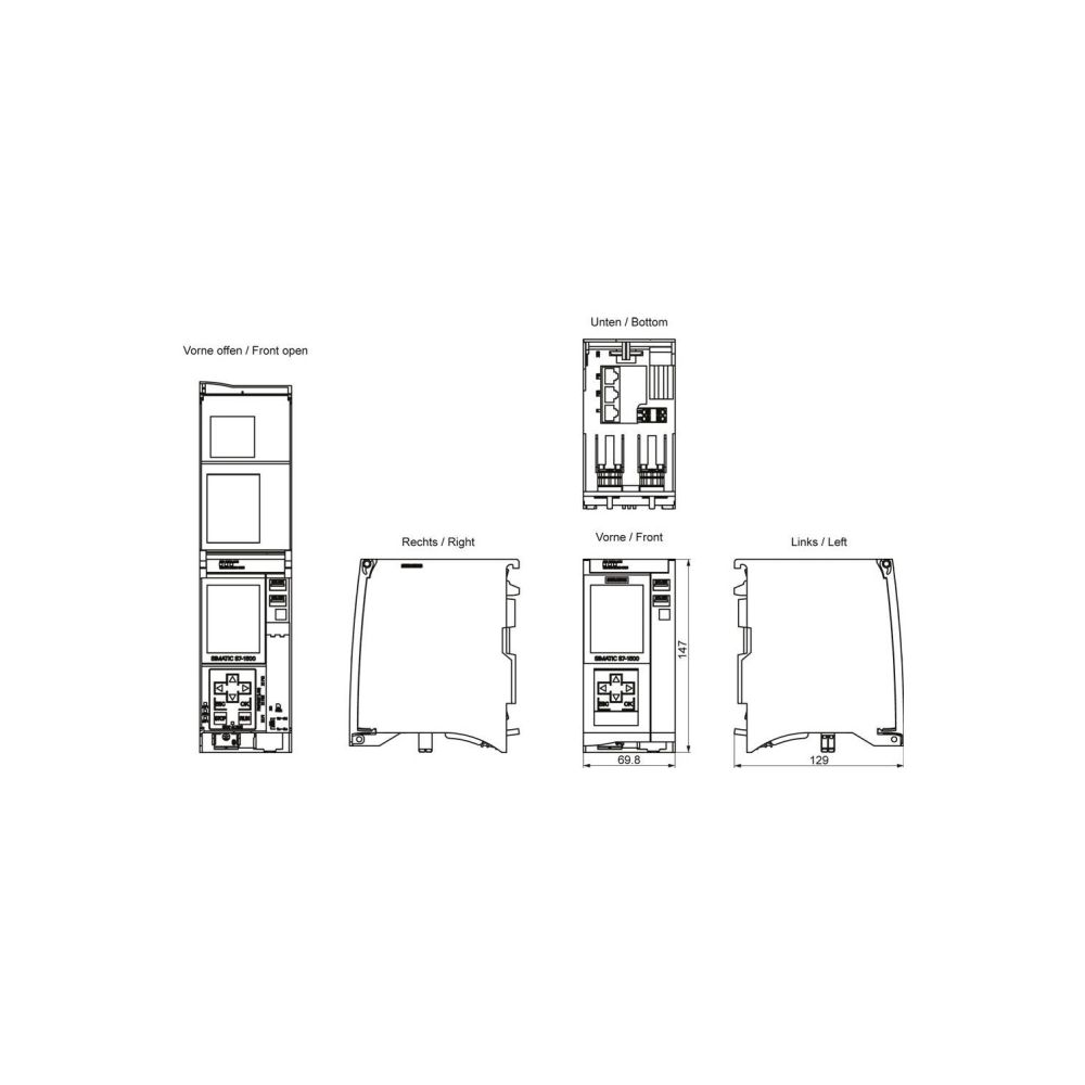 Siemens SIMATIC S7-1500 CPU 1515-2 PN Zentralbaugruppe 5,5MB 147x70x129mm 6ES... SIEMENS-6ES75152AN030AB0 4047623412397 (Abb. 3)