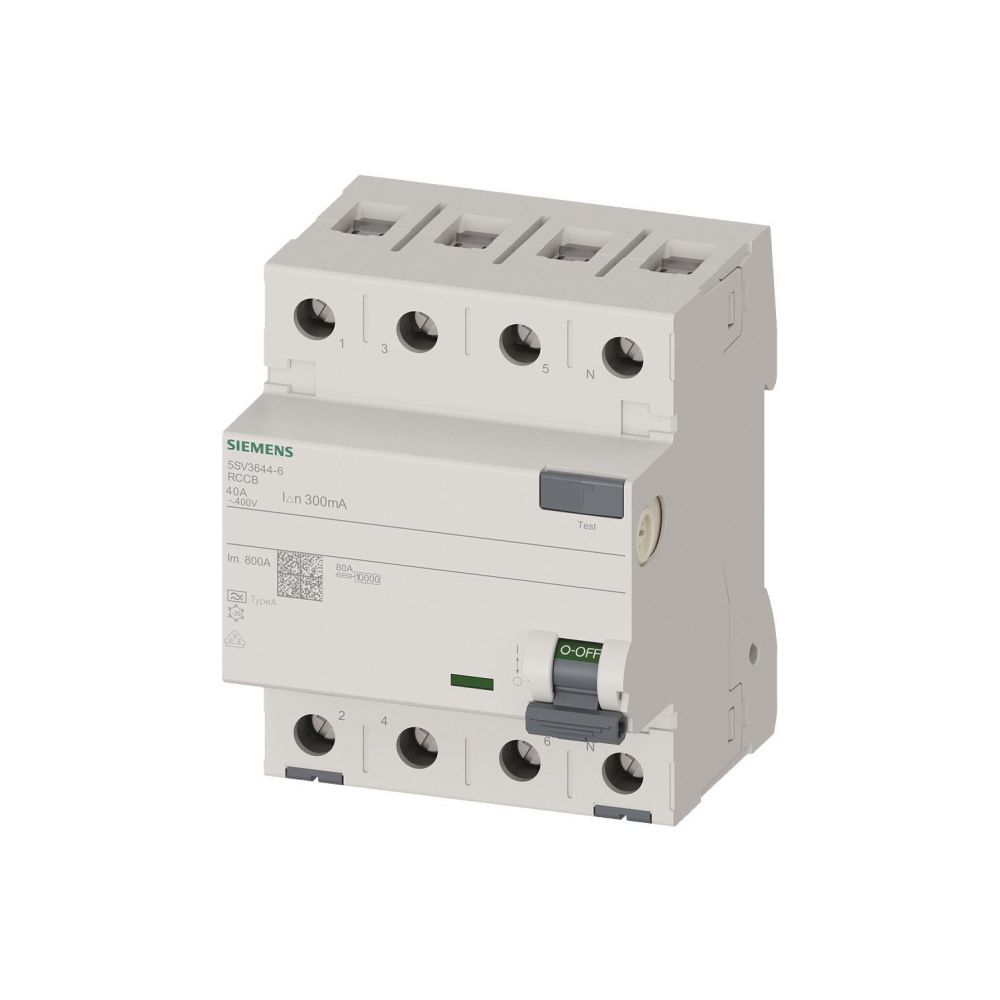 Siemens FI-Schutzschalter 5SV3 4-polig 40A 300mA Typ A 4TE 400V... SIEMENS-5SV3644-6 4001869427850 (Abb. 2)