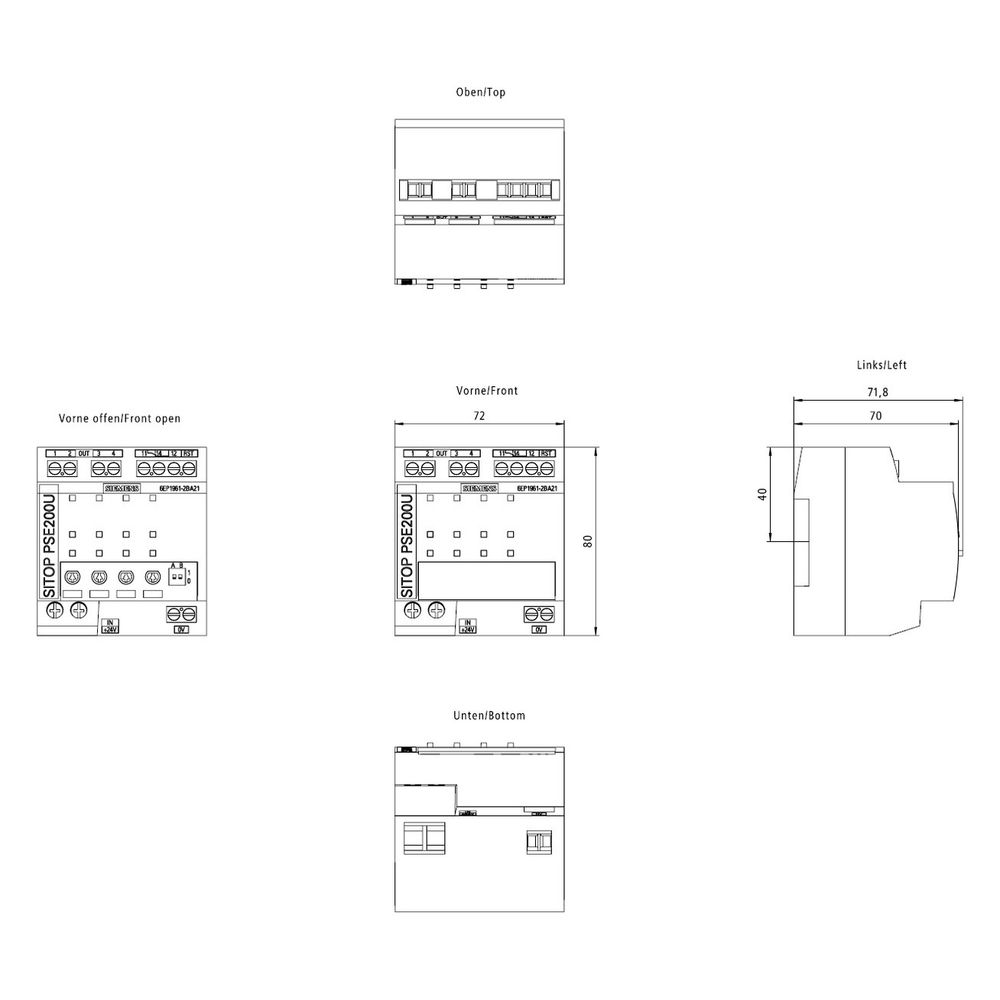 Siemens SITOP PSE200U Selektivitätsmodul 4-kanalig 24VDC 10A Schraubanschluss 80x... SIEMENS-6EP19612BA21 4025515152668 (Abb. 7)