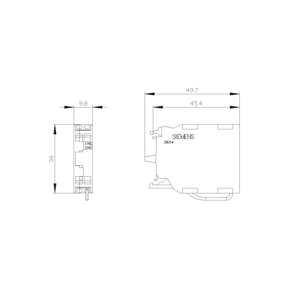 Siemens Kontaktmodul 1 Öffner Frontbefestigung Federzuganschluss 4 A 3SU14001... SIEMENS-3SU14001AA103HA0 4011209951044 (Abb. 2)