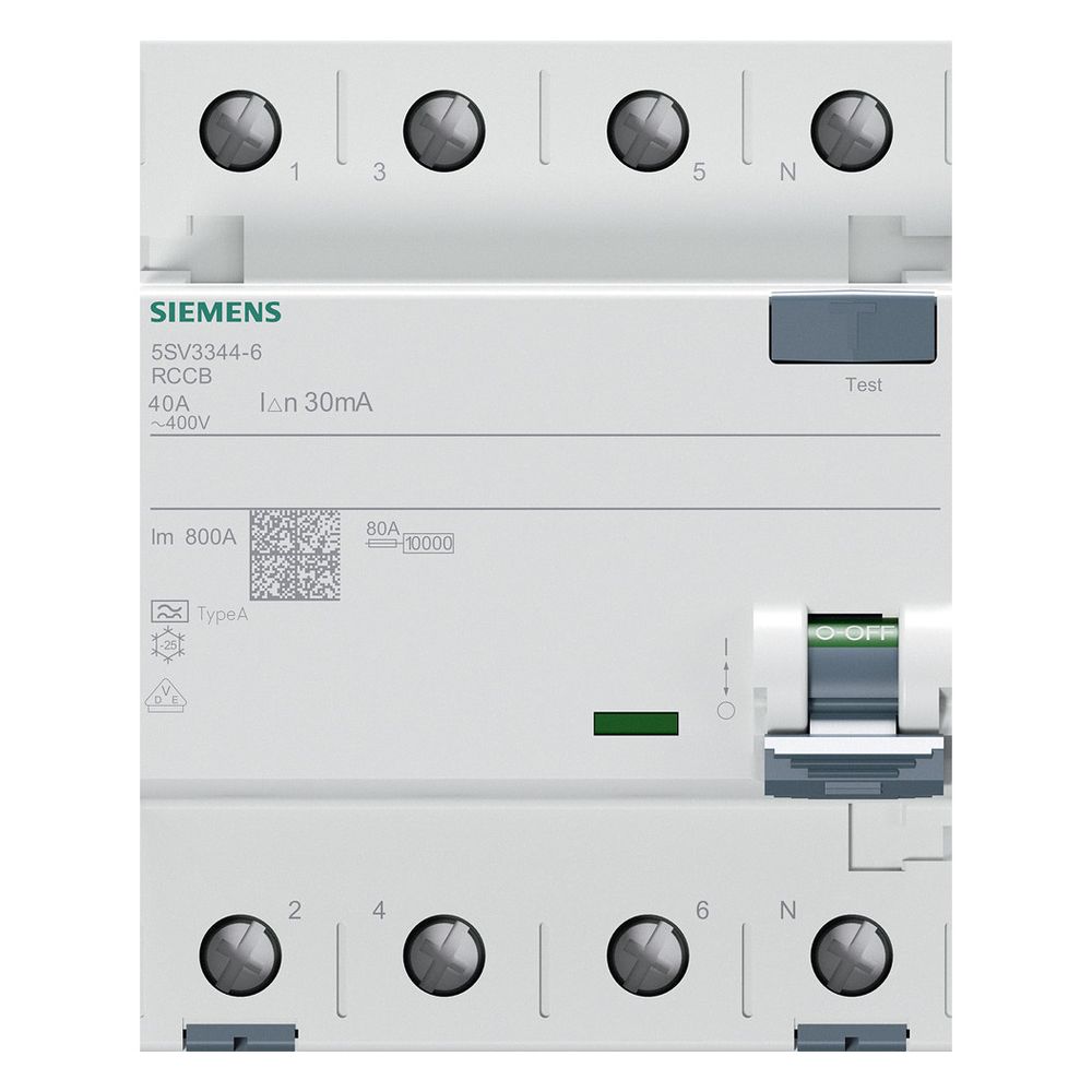 Siemens FI-Schutzschalter 5SV3 4-polig 40A 30mA Typ A 400V 4TE 5SV3344-6... SIEMENS-5SV33446 4001869427775 (Abb. 12)