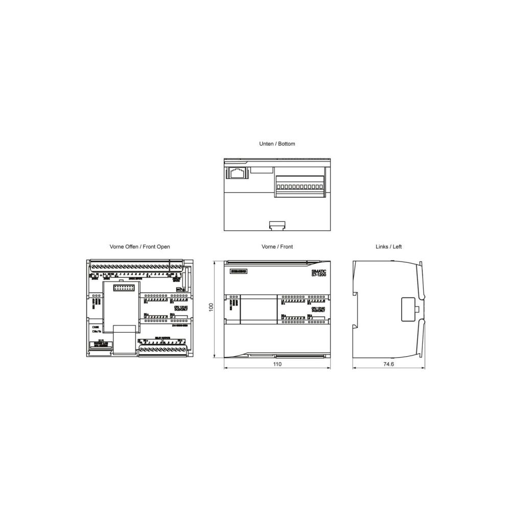 Siemens SIMATIC S7-1200 CPU 1214C Kompakt-CPU DC/DC/Relais 150kB 110x100x75mm... SIEMENS-6ES72141HG400XB0 4047623402732 (Abb. 2)