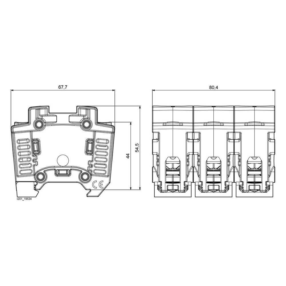 Siemens Neozed Sicherungssockel D02 3-polig 63A 400V Kunststoff DIN-Schiene mit Abdeck... SIEMENS-5SG5702 4001869503066 (Abb. 4)