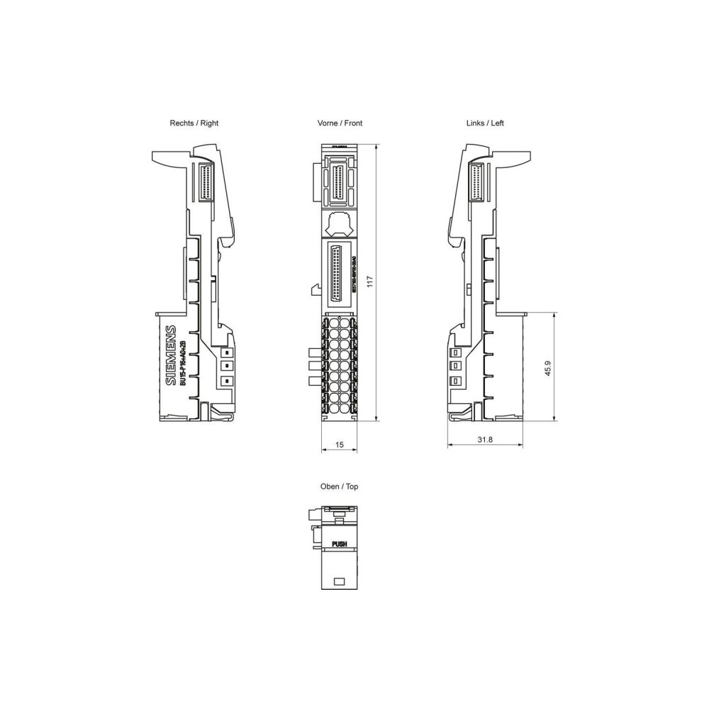 Siemens SIMATIC ET 200SP Base-Unit BU15-P16+A0+2B BU-Typ A0 15x117x35mm 6ES71... SIEMENS-6ES71936BP002BA0 4047623405719 (Abb. 2)