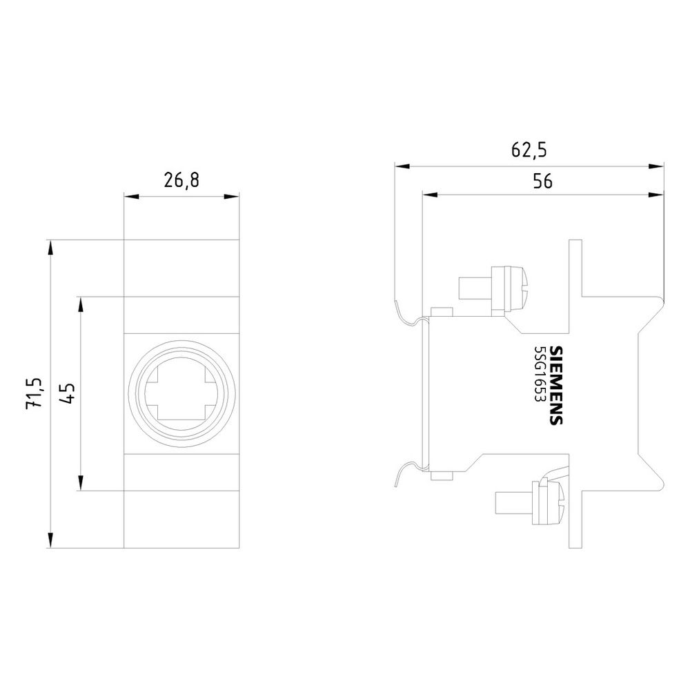 Siemens NEOZED-Sicherungssockel D02 63A 1-polig mit Berührungsschutz für DIN-Schiene 4... SIEMENS-5SG1653 4001869302942 (Abb. 2)