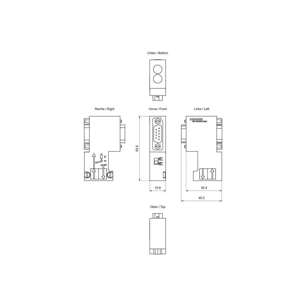 Siemens SIMATIC DP PROFIBUS Anschlussstecker 90 Grad mit PG-Buchse 15,8x64x35... SIEMENS-6ES79720BB120XA0 4025515067085 (Abb. 2)