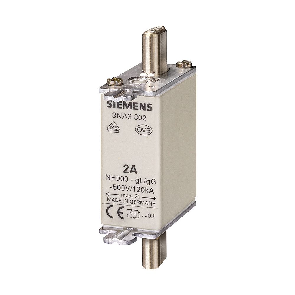 Siemens NH-Sicherungseinsatz NH000 63A 500V AC/250V DC gG Stirnkennmelder 3NA3822... SIEMENS-3NA3822 4001869057149 (Abb. 4)