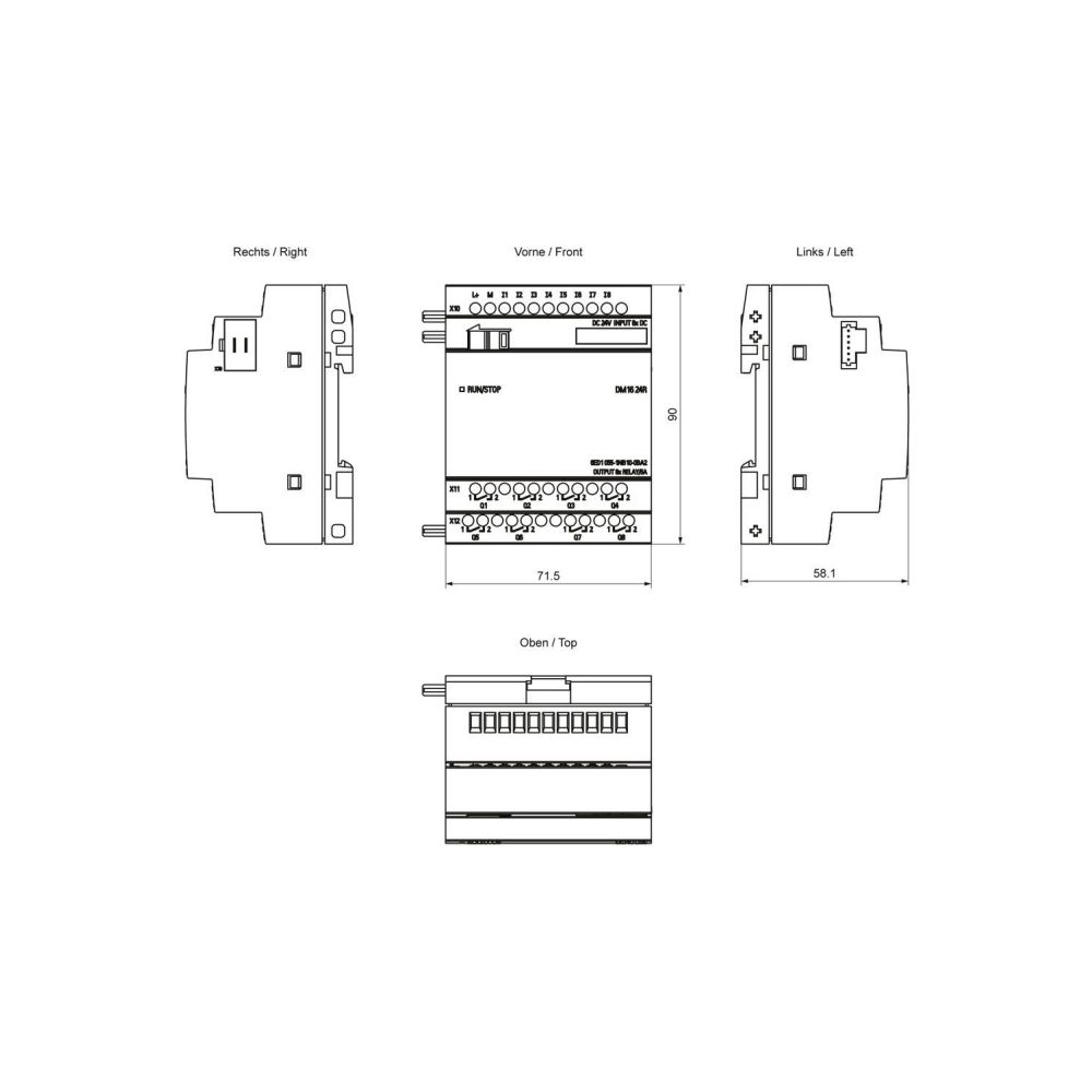 Siemens LOGO! DM16 24R Erweiterungsmodul 8DE/8DA Relais 5A 90x71,5x58mm 6ED10... SIEMENS-6ED10551NB100BA2 4034106029500 (Abb. 2)