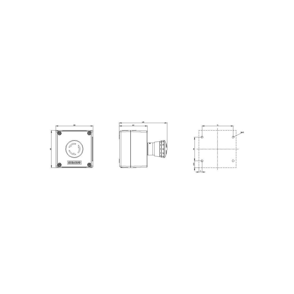 Siemens Gehäuse für Befehlsgeräte 1 Befehlsstelle Kunststoff Gelb IP67/IP69K ... SIEMENS-3SU18010NA002AA2 4011209968349 (Abb. 2)