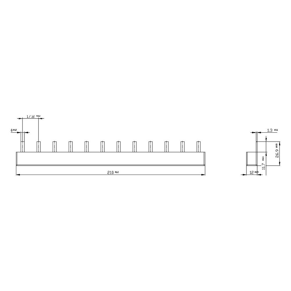 Siemens Stiftsammelschiene 4-phasig 10mm2 210mm 6TE isoliert 5ST3623... SIEMENS-5ST3623 4001869318394 (Abb. 2)