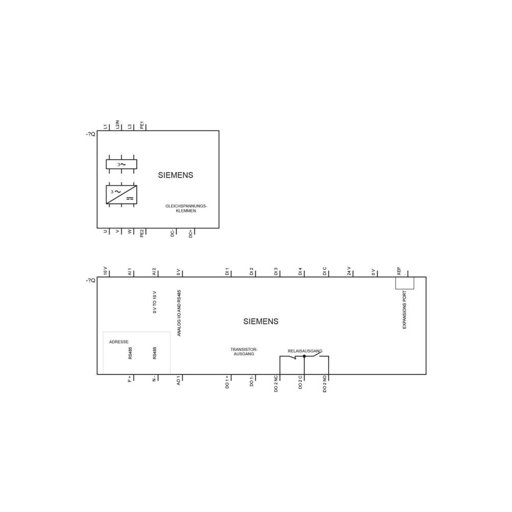 Siemens Frequenzumrichter SINAMICS V20 0,75kW 3AC 380-480V 150x90x145,5mm 6SL... SIEMENS-6SL32105BE175CV0 6940408102620 (Abb. 3)