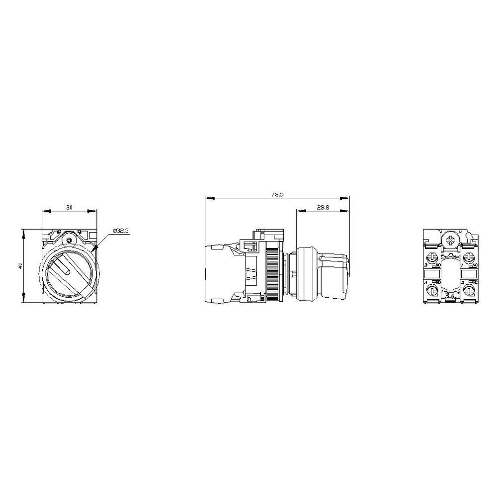 Siemens Knebelschalter SIRIUS ACT 22,3mm 2 Schaltstellungen 1S/1Ö weiß IP67/I... SIEMENS-3SU11002BF601MA0 4011209957541 (Abb. 4)